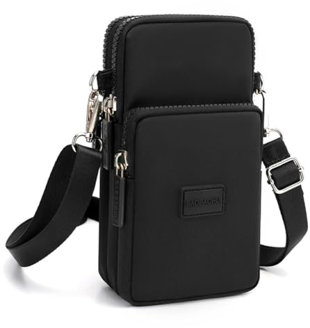 JANKS Umhängetasche für Handy für Damen, leichte kleine Umhängetaschen, Handy-Geldbörse, Reisetasche, Schultertasche für Damen, 06 Schwarz, Small