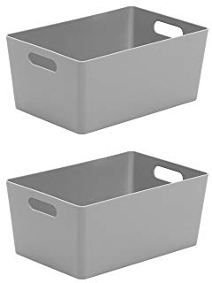Wham Bam 4.02 Cool Grey Plastic Studio Storage Baskets Office Home & Kitchen Tidy Organiser 25.5 x 17 x 11cm (2 Baskets)