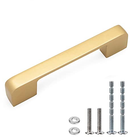 WEAVERBIRD 10 Pack Gold Cupboard Handles Aluminum Alloy, Cabinet Handle for Kitchen Door, Modern Furniture Hardware, 3-3/4 (96mm) Hole Centers