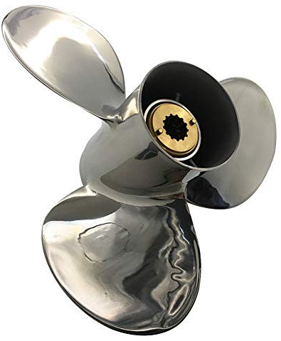 ARKDOZA Propeller aus Edelstahl, für Mercury-Außenborder 25–70 PS, RH Gummi-Nabe 13 Zahnung (12 (Durchmesser) x 14 (Pitch))