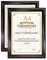 GraduationMall A4 Diplom Rahmen Bilderrahmen Dokumentenrahmen Profi Holzoptik Echtglas Mahagoni mit Gold Perlen Echtes Glas Wand- & Tischrahmen 2er Set