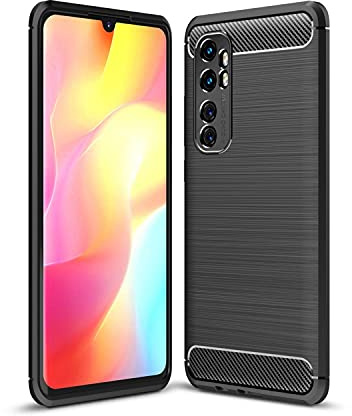 König Design Handyhülle Kompatibel mit Xiaomi Mi Note 10 Lite Cover TPU Case Silikon Schutz-Hülle Handy Bumper Carbon Optik Schwarz - Air Cushion Technology