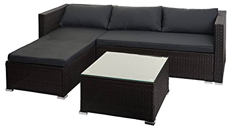 Mendler Garnitur HWC-F57 - braun, Kissen dunkelgrau ohne Deko-Kissen