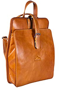 Alpenleder Rucksack - HUCKEPACK (Handgefertigt) - Nachhaltiges Bio-Leder aus regionaler Landwirtschaft | Daypacks, Rucksack Leder für Damen & Herren *Fair Produziert* (30 x 40 x 10cm - 12L - Cognac)