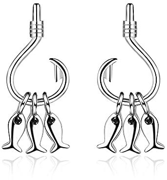 Diiya Ohrstecker 925 Sterling Silber Ins Süße Fisch Quaste Fisch Und Angelhaken Ohrringe Ohrringe Für Frauen Mädchen Geschenk Silber