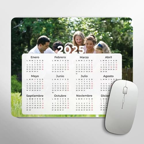 Tenvinilo | Tapis de Souris Calendrier 2025 avec Photo | Calendrier 2025 Personnalisable | Accessoires d'ordinateur | Cadeau Original | Antidérapant | Imperméable | Lavable | 120 x 60cm