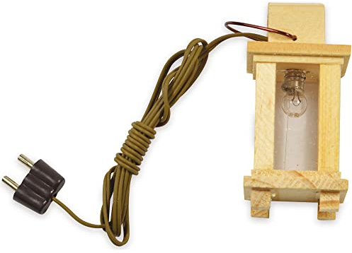 Riffelmacher Holzlaterne mit weißem Glas 4.5V 78222 | 6 cm - Krippenzubehör Beleuchtung Laterne Weihnachtskrippe Modelleisenbahn