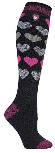 HEAT HOLDERS Lite - Ladies Thin Extra Long Knee High 1.6 TOG Patterned Winter Warm Thermal Socks (4-8 UK, Sutton)
