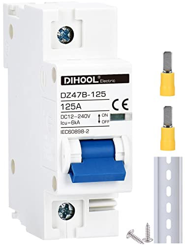 Disyuntor DC dz47 1P 125Amp 12V 24V 36V 48V DC MCB Protección contra cortocircuito Interruptor de desconexión Aislador para panel solar Batería UPS Inversor fotovoltaico PV System