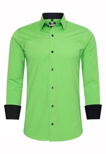 R-Neal Business-Hemd Herren Kontrast Hemd Hochzeit-Hemd Slim Fit Hemden Stretchhemd S - 4XL G44