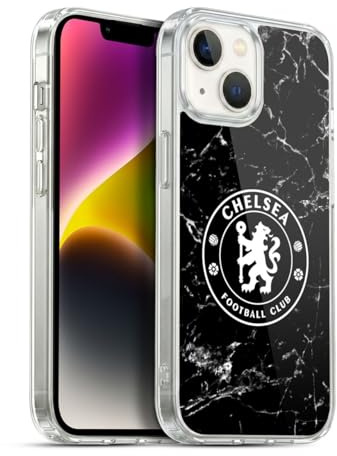Head Case Designs Officially Licensed Chelsea Football Club Black Marble Crest Soft Gel Case Compatible With Apple iPhone 14