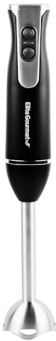 Elite Gourmet EHB1015 Frullatore a immersione 500 Watt 2 velocità di frullatura con lame in acciaio inox, frullatore a immersione removibile, alimenti per l'infanzia, zuppe, nero