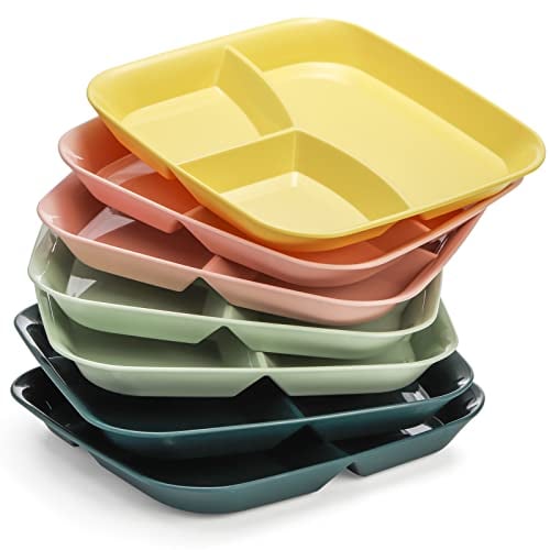 Nicunom 8 Stück Teller-Set Portionskontrolle, Unzerbrechlich Portionskontrollteller, wiederverwendbare 3-Fächer-Essteller für gesunde Ernährung und bariatrische Ernährung