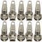 AERZETIX - C62926-10er-Pack Schieber Nr. 5 selbsthemmend für Spiral-/Nylon reißverschlüsse - Farbe: Silber - aus Metall - schutzhülle für Rock Kleid und Lederwaren Kissen