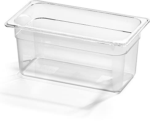 Forgast Contenitore Gastronorm GN 1/3 in Policarbonato, Dimensioni 32,5x17,6x15 cm, Vaschetta Gastronorm, Vassoio, Resistente alla Temperatura, Lavabile in Lavastoviglie, Transparente