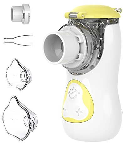 FEELLIFE Nebuliser Machine for Adults & Kids, Air Kids Mesh Portable Nebuliser Inhaler for Home and Travel, Rechargeable, Silent, Easy to Use and Clean - Yellow