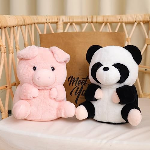NURCIX Peluche 20Cm 2Pcs Simulation Panda Rose Cochon Jouet en Peluche Cuddly Pillow Anniversaire Cadeau De Vacances Ornements De Décoration De Chambre