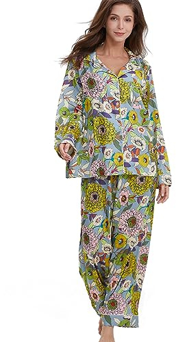 YiNi LuLu Womens Silk Satin Pajamas Set Button Down 2 Piece Pjs Set For Women Long Sleeve Oversized Sleepwear with Pockets