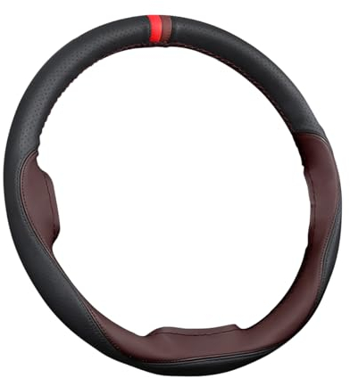 JNNJ Funda Volante Coche, Cubierta De Volante De Cuero De Microfibra, Cubre Volante Sport Antideslizante Transpirable, Funda Volantes Coche Universal para Todos Los Volantes Estándar(Café)