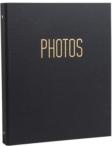 Exacompta 17601E Fotoalbum Office By Me 120 Fotos 60 schwarze Seiten Format 32 x 26 cm Einband aus strukturiertem Papier mit Glanzreflexen Goldprägung Farbe Schwarz