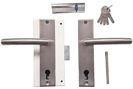Ensemble Complet 1/ pr Porte en REMPLACEMENT FICHET :Serrure MOTTURA + Cylindre 30 x 80/5 Clés+ Poignées INOX 304Sans Souci - Gauche