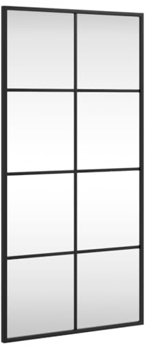 vidaXL Wandspiegel, Hängend Rechteckig Spiegel Badspiegel, Fensterspiegel für Badezimmer Wohnzimmer, Dekospiegel Flurspiegel, Schwarz 40x80 cm Eisen