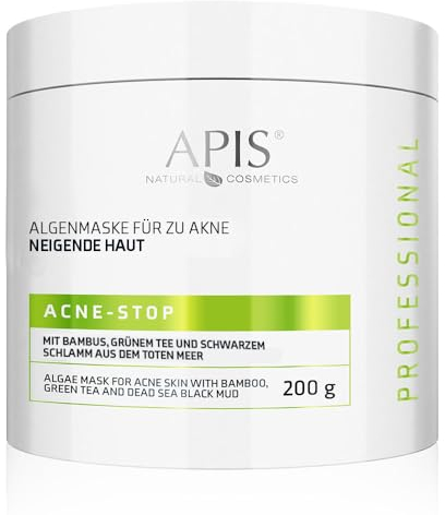 Apis ACNE-STOP Algenmaske - 200 g - mit Bambus- und Grüntee-Extrakt für fettige, zu Akne neigende Haut - gegen Unreinheiten, mit Algen