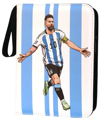 Oirigaga Fußball Karten Sammelalbum, Fussball Sammelkarten Album Ordner 4 Taschen 50 Seiten für 400 Karten, 3-Ring Sport Karten Heft Mappe, Sammelheft Sammelmappe mit Reißverschluss und Tragegriff