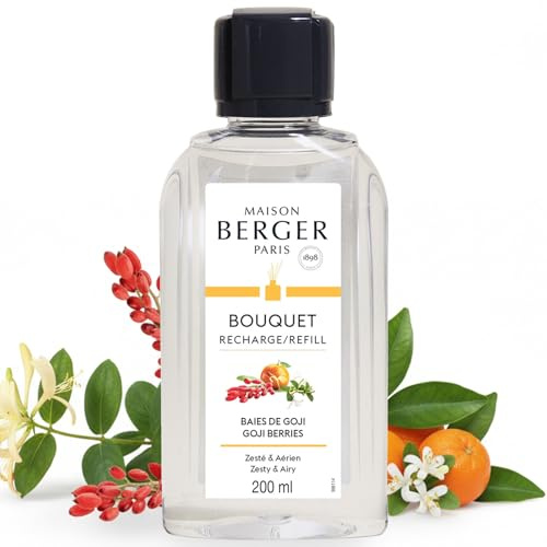 MAISON BERGER Nachfüllung Duftbouquet Einzigartige Gojibeeren 200 ml | Nachfüllung Einzigartige Gojibeeren 200 ml für Duftbouquet, kontinuierliche Diffusion ca. 4 Wochen