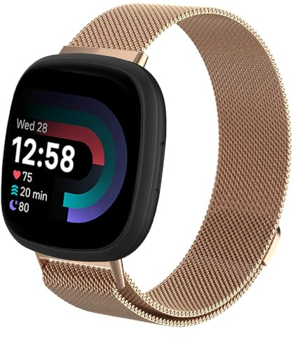 Moydolo Kompatibel mit Fitbit Versa 4 Versa 3 Armband, Metall Magnetschloss Einstellbare Edelstahl Ersatzarmband Armbänder mit Fitbit Versa 3/Versa 4/Sense/Sense 2