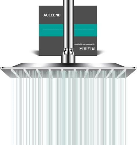 Docce Fisso Quadrato Soffione Doccia a Pioggia in Acciaio Inox Soffione Doccia a Pioggia con Getti In Silicone Anticalcare 304 Acciaio Inox Ultra Sottile (Cromo, 25 cm)
