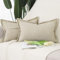 Madizz 2er Set Polyester Leinen Kissenbezügen mit breiter Kante Weiche dekorative Kissenbezüge für Sofa Schlafzimmer Kissenhülle Beige 40x80 cm Rechteckig