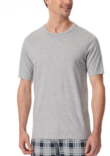 Schiesser Herren Schlafshirt Kurzarm Rundhals - Mix + Relax - Organic Cotton Schlafshirt (1er Pack)