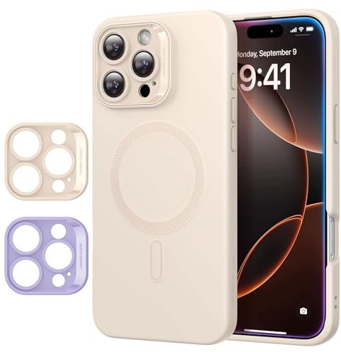 ESR for iPhone 16 Pro Case with MagSafe, Smooth & Slim Silicone Case, Shockproof, Full Screen and Camera Protection, Anti-Scratch, Soft Microfiber Lining, Cloud Series, Light Tan