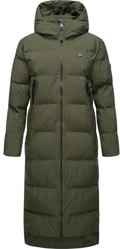 Ragwear Damen Wintermantel warmer wasserdichter und atmungsaktiver Steppmantel extralang mit Kapuze Patrise YOUMODO Dark Olive24 Gr. M