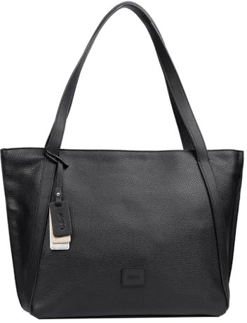 Gabor bags Elfie Damen Shopper Umhängetasche Reißverschluss Groß Schwarz