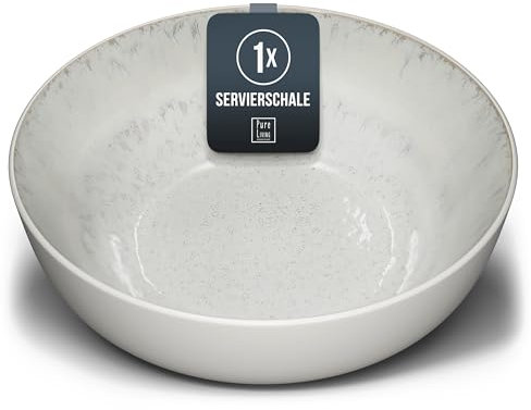 Steingut Servierschüssel Ibiza TESTSIEGER, Hochwertige Mediterrane Salatschüssel, Servierschale - Bowl Schüssel Groß, Salatschale - Pure Living in Beige