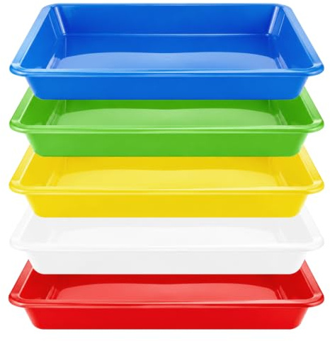 Multicolor Art Activity Trays - 5pcs Reusable Non-Slip Organizer Trays For School Home Crafts, DIY Projects, Painting, Organization Supplies - 28 X 21 X 3 Cm