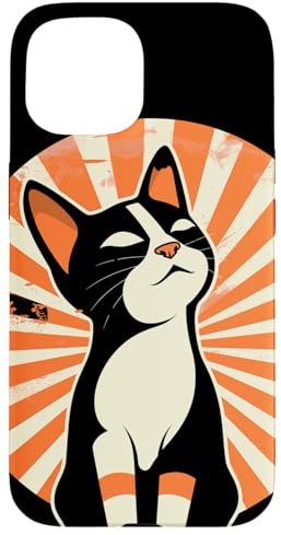 Vintage Japanese Cat Case for iPhone 15
