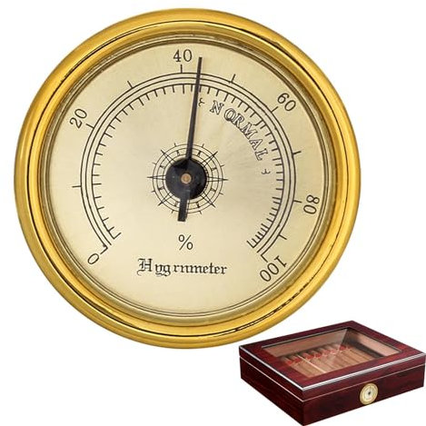4 Stk Hygrometer Als Ersatz Für Humidor Zigarren Gold Rund Legierung, Präzise Monitor Zigarren Humidor Hygrometer Für Gitarrenkoffer/Gewächshaus Zigarren-Hygrometer