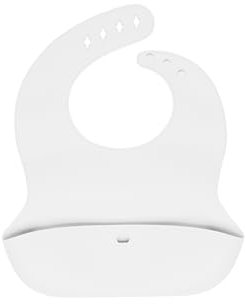 MiniMates Silikon Lätzchen mit Auffangschale und Verschluss | BPA - frei und wasserdicht | aus weichem Silikon mit vertsellbarem Verschluss (Weiß)