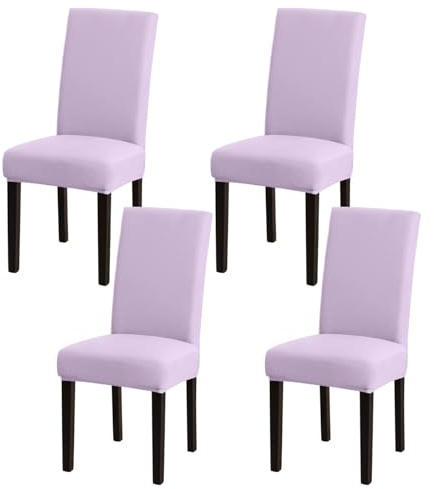 mafudoxi Stuhlhussen 4er Set, Stretch Abnehmbare Waschbar Stuhlbezug, Stretch Stuhlhusse mit Gummiband, für Hotel, Bankett, Restaurant, Haus, Party, Hochzeit(Lila, 4Stück)