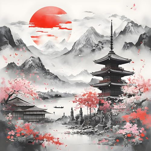 20 Servietten Länder Asiatischer Tag als Tischdeko. Papierservietten mit Motiv für Asien Japan China Tempel. Auch für Decoupage und Serviettentechnik 33x33cm