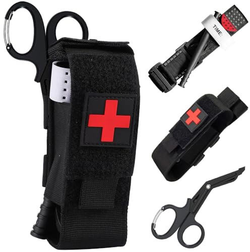 Mineup Bandage Tourniquet Set, Taktische Tourniquets, Militärische Tourniquet und Schere Tournique Holster, Einhändig Erste Hilfe Set, Tactical Tournique für Outdoor Sport, Camping, Wandern