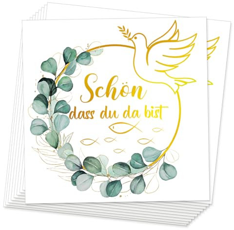 40 Stück Servietten Kommunion Taufe Deko, 33 x 33 cm Servietten Konfirmation Tischdekoration, Papierserviette Schön Dass Du Da Bist, Servietten Taufe, Kommunion servietten für Junge Mädchen