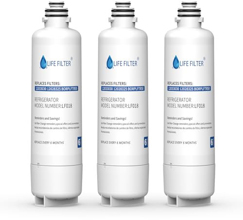 Lifefilter Replacement for Bosch 11025825 Ultra Clarity Pro Refrigerator Water Filter BORPLFTR50,Compatible with 12033030, 12028325, 11032531, BORPLFTR50, WFC100MF, B36CT80SNS, B36CL80ENS, 3PACK