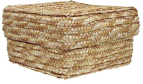 Alipis Aufbewahrungskorb Geflochten Mit Deckel Für Kleidung Spielzeug Blumen Pflanzen Strohkorb Handgefertigter Korb Korb Mit Deckel Für Kosmetika Kleinigkeiten