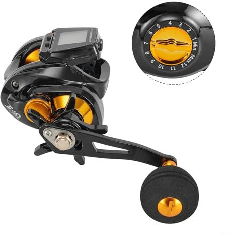 Angelrolle aus Aluminiumlegierung mit integriertem Schnurzähler und magnetischem Bremssystem