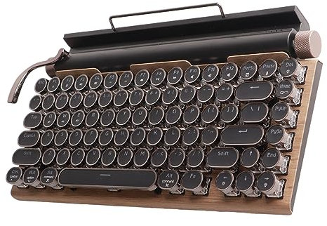 Mechanische Tastatur, Typewriter -Tastatur 83 Tasten Vintage Wireless, RGB -Beleuchtung, Blauer Schalter, mit 2 -Modus -Verbindung, für Telefone, Tablets, Laptops (Farbe der