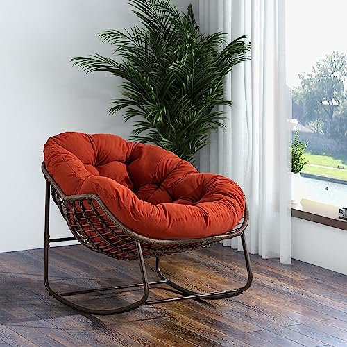 Taoplay Ergonomischer Schaukelsessel – Premium Rocking Chair für Büro und Leseecke - Schaukelstuhl - Orange